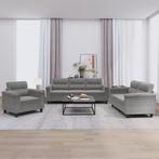 vidaXL 3-delige Loungeset met kussens microvezelstof, Huis en Inrichting, Banken | Bankstellen, Verzenden, Nieuw, Vierpersoons of meer