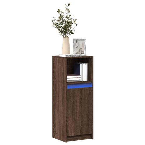 vidaXL Dressoir met LED 38x34x100 cm bewerkt hout bruin, Huis en Inrichting, Kasten | Dressoirs, 25 tot 50 cm, Nieuw, Minder dan 50 cm