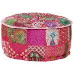 vidaXL Poef patchwork rond handgemaakt 40x20 cm katoen roze, Huis en Inrichting, Banken | Voetenbanken en Poefen, Verzenden, Nieuw