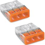 WAGO - Lasklem - 3 Polig - 0.5-2.5mm2 - Oranje - 2 Stuks, Doe-het-zelf en Verbouw, Elektra en Kabels, Ophalen of Verzenden, Nieuw