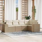 vidaXL 5-delige Loungeset met kussens poly rattan beige, Verzenden, Nieuw, Rotan, Loungeset