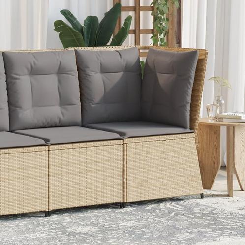 vidaXL Tuinhoekbank met kussens poly rattan beige, Tuin en Terras, Tuinsets en Loungesets, Nieuw, Rotan, Verzenden