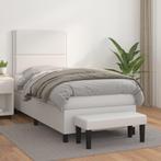 vidaXL Boxspring met matras kunstleer wit 100x200 cm, Overige materialen, 100 cm, Eenpersoons, Verzenden