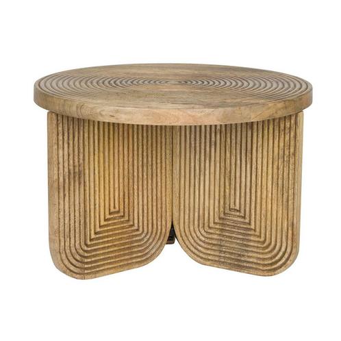 *WOONWINKEL* Ronde Salontafel Hout Met Ribbels, Huis en Inrichting, Tafels | Salontafels, Nieuw, Verzenden