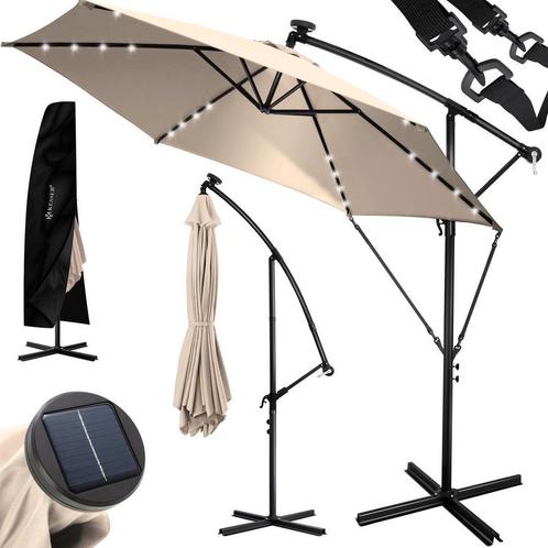 KESSER® Zweefparasol met voet - LED - Ø3.5m - 360° Draaibaar, Tuin en Terras, Tuinmeubel-accessoires, Nieuw, Verzenden