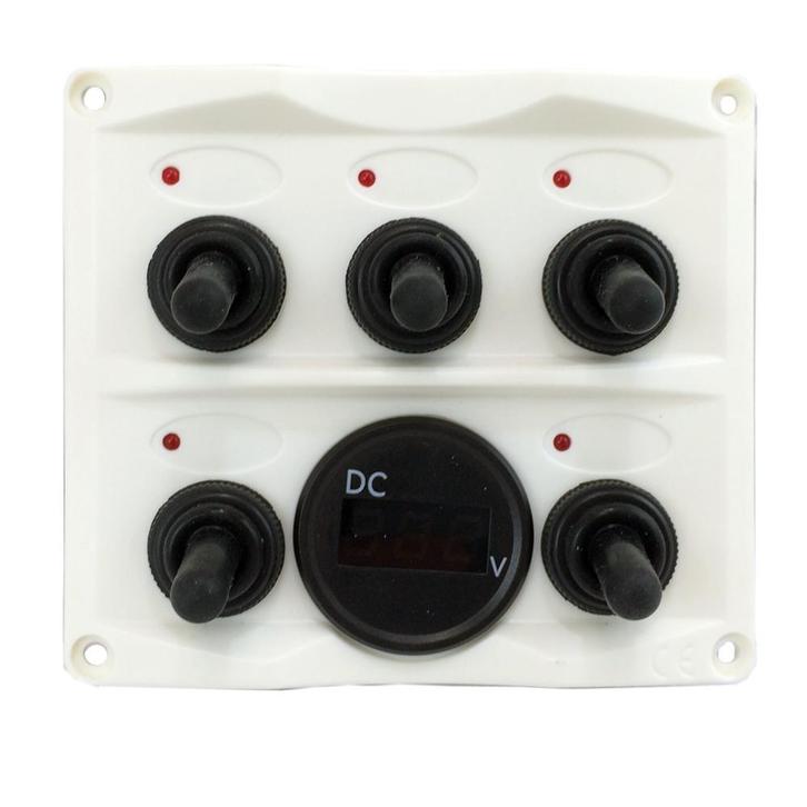 Schakelpaneel met 5 Schakelaars en Voltmeter Wit, Watersport en Boten, Navigatiemiddelen en Scheepselektronica, Nieuw, Ophalen of Verzenden