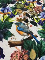 Verfijnde katoenen stof met vogels op bloeiende boommotief -, Antiek en Kunst