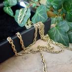Gouden lange Singapore schakel ketting | 76 cm, Sieraden, Tassen en Uiterlijk, Kettingen, Ophalen of Verzenden, Gebruikt, Overige kleuren