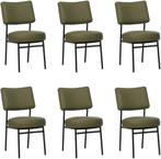Set van 6 Olijfgroene leren moderne retro eetkamerstoelen -, Huis en Inrichting, Stoelen, Nieuw, Vijf, Zes of meer stoelen, Leer