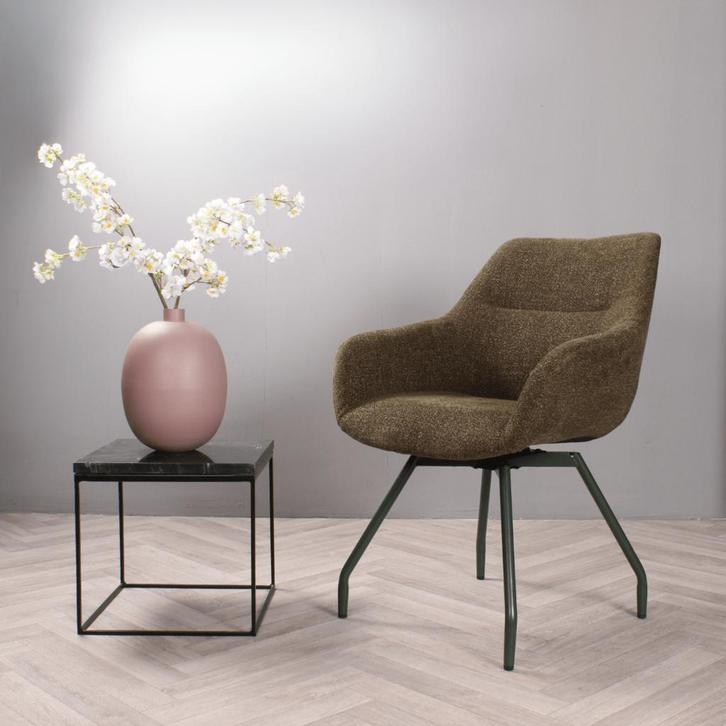 Eetkamerstoel met armleuning | Stof | Groen | DS4U Rosario, Huis en Inrichting, Stoelen, Nieuw, Ophalen of Verzenden