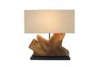 Tafellamp HYPNOTIC 50cm Lampenkap beige teak hout naturel -, Ophalen of Verzenden, Nieuw