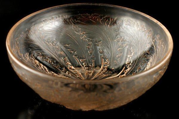 Lalique - Parfumfles - Persgas met patina - Schaal Chicorée, Antiek en Kunst, Antiek | Glas en Kristal