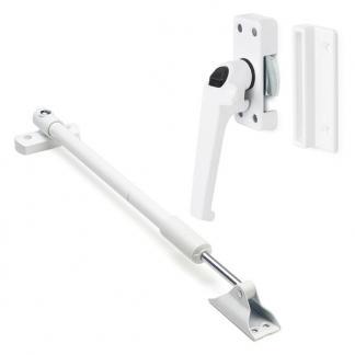 2x Raamsluiting met drukknop + Telescopische uitzetter | AXA, Doe-het-zelf en Verbouw, Hang- en Sluitwerk, Nieuw, Verzenden