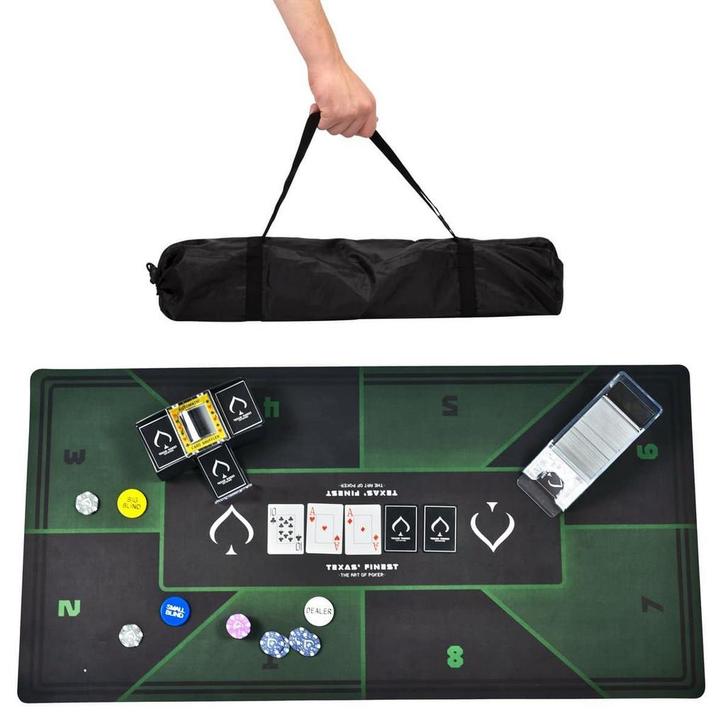 Texas Finest Pokermat Antislip - Poker - Draagtas -, Hobby en Vrije tijd, Gezelschapsspellen | Kaartspellen, Zo goed als nieuw