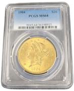 Gouden Amerikaanse 20 dollar 1904 MS64 Liberty Head PCGS, Verzenden, Losse munt, Goud