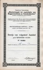 Maatschappij tot exploitate van Baggermachines en Veenderijl, Postzegels en Munten, Aandelen en Waardepapieren, Verzenden