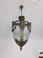 Plafondlamp - Brons - Brons, gegraveerd glas, Antiek en Kunst