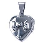 Zilveren Foto medaillon Hart met strik ketting hanger, Verzenden, Nieuw
