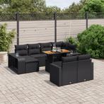 vidaXL 11-delige Loungeset met kussens poly rattan zwart, Tuin en Terras, Verzenden, Nieuw, Rotan, Loungeset