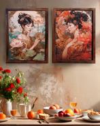 Ksavera - Japanese geisha DS0701 - diptych in frame, Antiek en Kunst