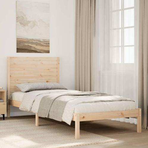 vidaXL Bedframe extra lang zonder matras massief hout 90x220, Huis en Inrichting, Slaapkamer | Bedden, Bruin, Nieuw, Hout, Eenpersoons
