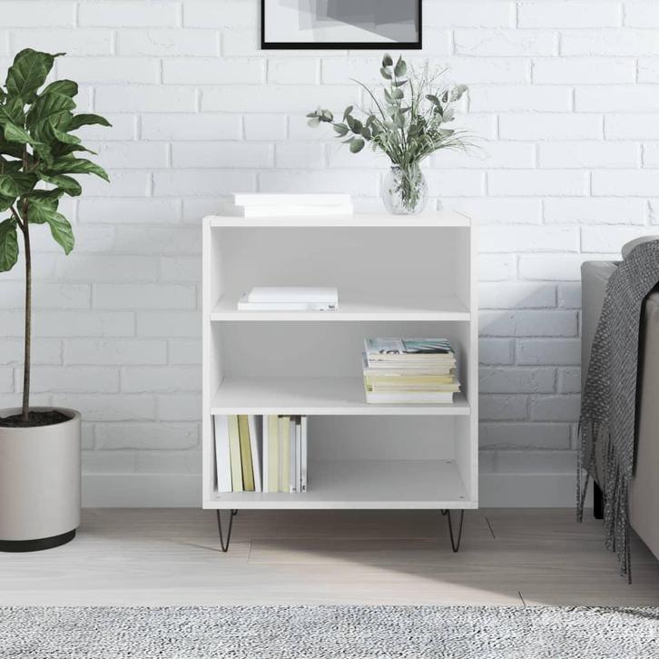vidaXL Dressoir 57x35x70 cm bewerkt hout hoogglans wit, Huis en Inrichting, Kasten | Dressoirs, 25 tot 50 cm, Nieuw, 50 tot 100 cm