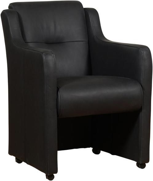 Zwarte leren landelijke eetkamerfauteuil - Rancho Leer Nero, Huis en Inrichting, Stoelen, Eén, Overige kleuren, Nieuw, Leer, Ophalen of Verzenden