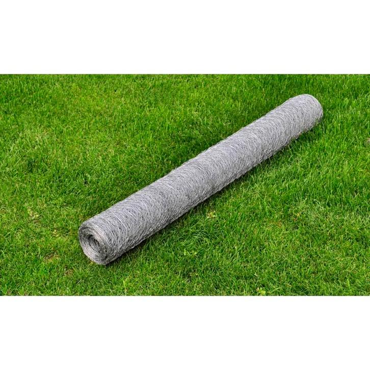 vidaXL Kippengaas 25x1 m gegalvaniseerd staal zilverkleurig, Tuin en Terras, Schuttingen, Nieuw, IJzer, 1 tot 2 meter, Verzenden