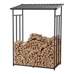 PXXS-3362 Brennholzunterstand Yakutat - Schwarz - 185x130x70, Tuin en Terras, Haardhout, Verzenden