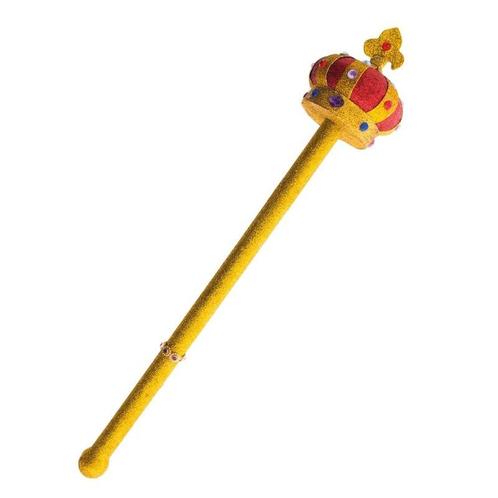 Gouden koning scepter met kroon 55 cm verkleedaccessoire -.., Hobby en Vrije tijd, Feestartikelen, Ophalen of Verzenden