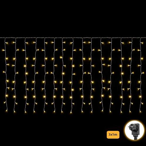 Led gordijn kerst - 3 x 1 meter - warm wit - 150 leds, Diversen, Kerst, Ophalen of Verzenden