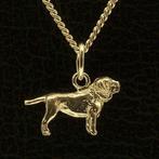 Gouden Mastino Napolitano oren ongecoupeerd ketting hange..., Verzenden, Nieuw