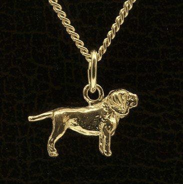 Gouden Mastino Napolitano oren ongecoupeerd ketting hange..., Sieraden, Tassen en Uiterlijk, Kettinghangers, Verzenden