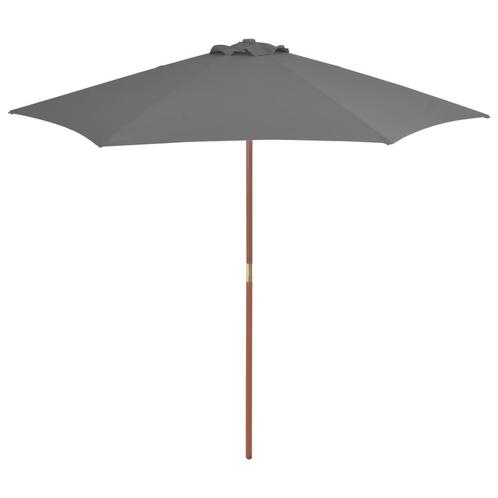 vidaXL Parasol met houten paal 270 cm antraciet, Tuin en Terras, Parasols, Nieuw, Verzenden