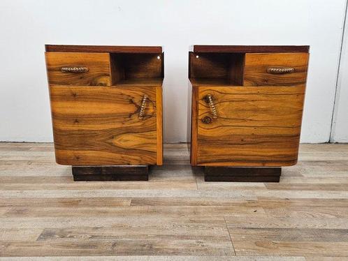 Nachtkastje (2) - Art Decò nachtkastjes in bruyèrehout en, Antiek en Kunst, Kunst | Designobjecten