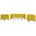 vidaXL 3-delige Loungeset Chesterfield met bolsters fluweel, Verzenden, Nieuw, Vierpersoons of meer, Stof