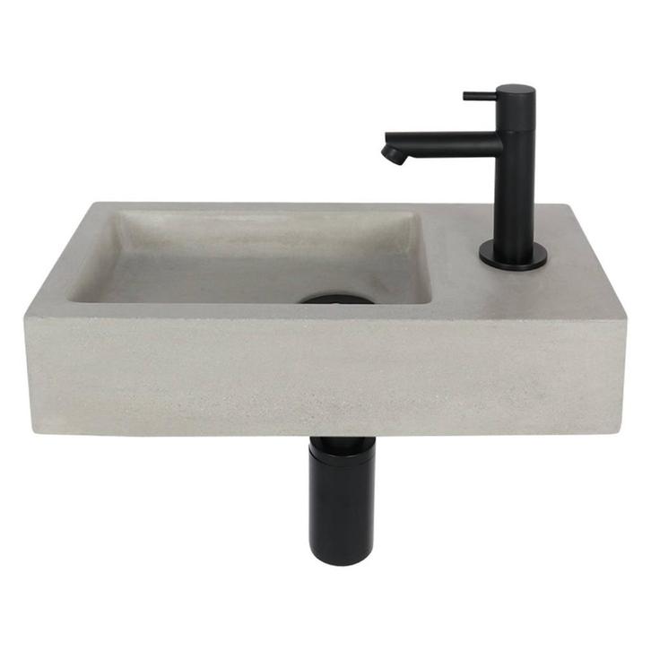 Fonteinset Differnz Jukon Rechts 38.5x18.5x9 cm Beton Grijs, Doe-het-zelf en Verbouw, Sanitair, Overige typen, Nieuw, Ophalen of Verzenden