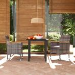 vidaXL 3-delige Tuinset met kussens poly rattan grijs, Tuin en Terras, Tuinsets en Loungesets, 2 zitplaatsen, Nieuw, Tuinset, Verzenden
