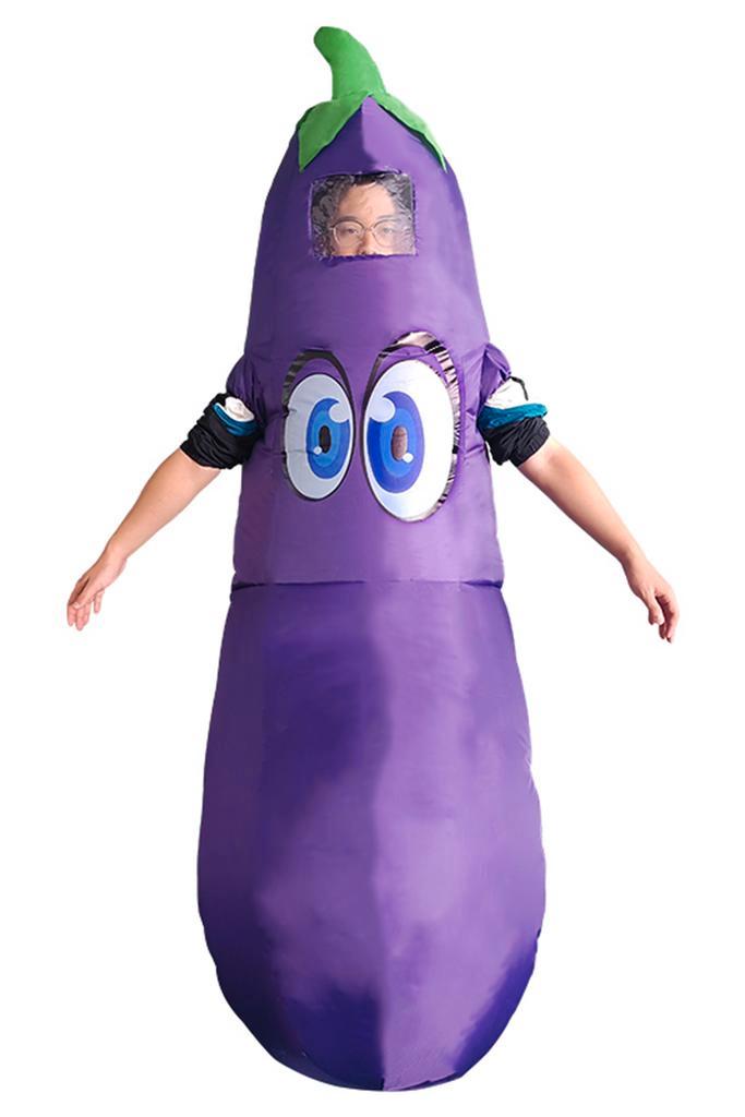 KIMU® Opblaas Kostuum Aubergine Pak Opblaasbaar Pak Aubergin, Kleding | Heren, Carnavalskleding en Feestkleding, Kleding, Nieuw