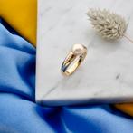 Gouden ring met parel en diamanten | 0,04 ct. (parel ring), Sieraden, Tassen en Uiterlijk, Gebruikt, Overige kleuren, Ophalen of Verzenden