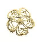 Gouden broche als bloem met emaille, Sieraden, Tassen en Uiterlijk, Broches, Gebruikt, Overige kleuren, Ophalen of Verzenden, Met edelsteen