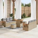 vidaXL Tuin Sofa Set met kussen met opslag Beige Poly riet, Verzenden, Nieuw, Rotan