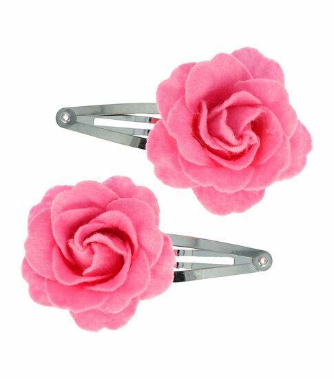 Haarspeld Klikklak Roos Bloem Vilt Zilver Roze, Sieraden, Tassen en Uiterlijk, Uiterlijk | Haarverzorging
