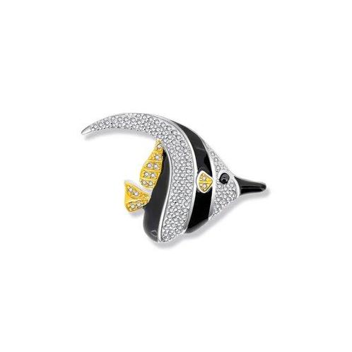 Zilveren Tropische Maanvis hanger met zirkonias, Sieraden, Tassen en Uiterlijk, Kettinghangers, Verzenden