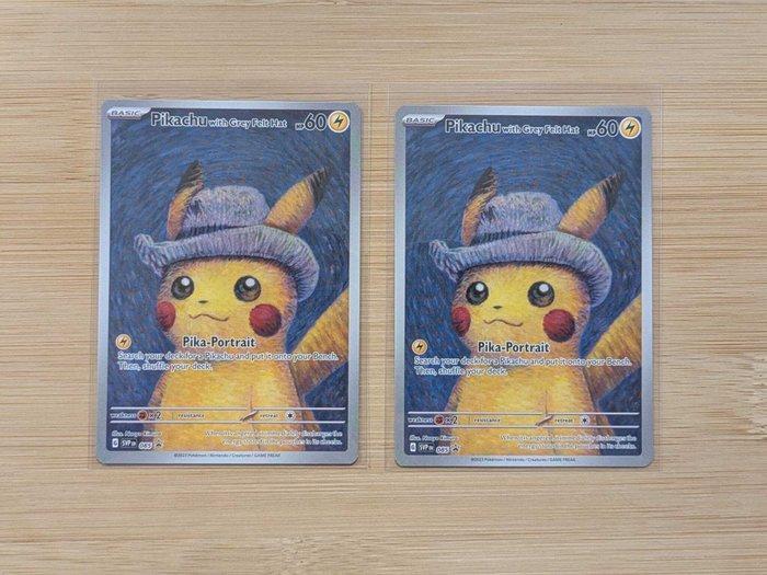Pokémon - 2 Card - Pikachu with Grey Felt Hat 085 Van Gogh, Hobby en Vrije tijd, Verzamelkaartspellen | Pokémon