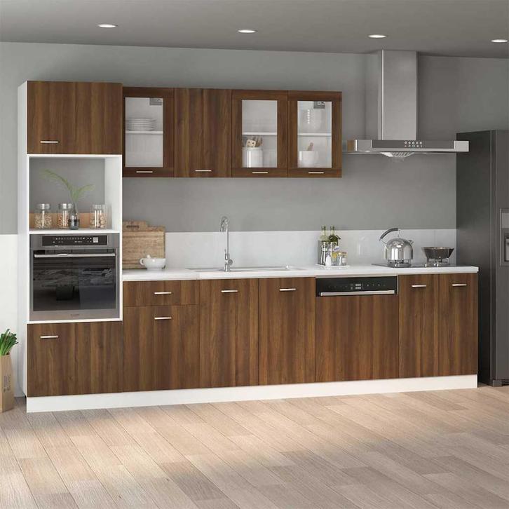 vidaXL Magnetronkast Lyon 60x57x207 cm bewerkt hout bruin, Huis en Inrichting, Keuken | Keukenelementen, Bruin, Nieuw, Verzenden