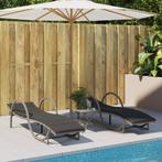vidaXL Ligbedden 2 st met kussens poly rattan lichtgrijs, Verzenden, Nieuw