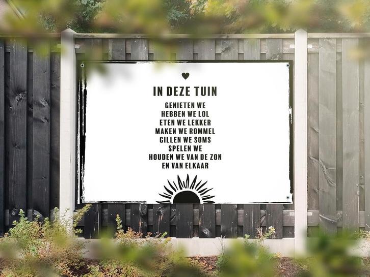 NR 1333: Tuinposter houden we van elkaar wit 120x180cm, Tuin en Terras, Tuinwanddecoratie, Nieuw