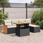 vidaXL 6-delige Loungeset met kussens poly rattan acacia, 6 zitplaatsen, Nieuw, Loungeset, Verzenden