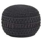vidaXL Poef macramé handgemaakt 45x30 cm katoen antraciet, Verzenden, Nieuw
